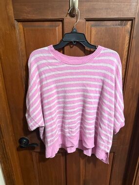 Wrap Pure Cashmere Striped Poncho Sizr 8